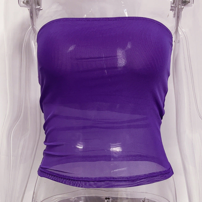 Damer bandeau Top i gennemsigtigt design med elastisk materiale Skovae