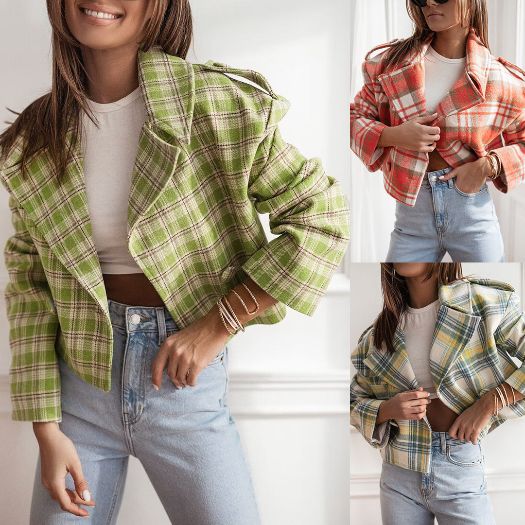 Dameternetternede Cropped Jakke med bredt revers Stilla