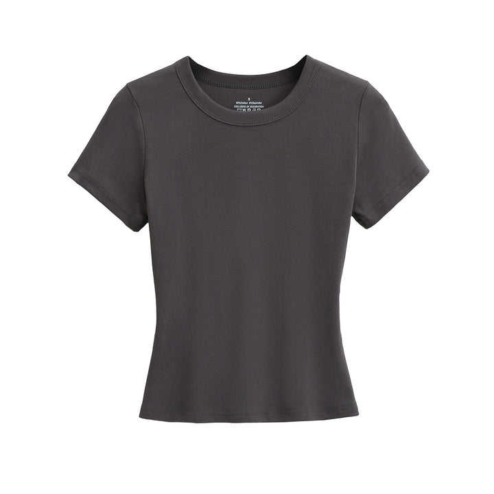Dame klassisk Basic-T-shirt med elastisk bomuldsblanding og tætsiddende snit Stilla