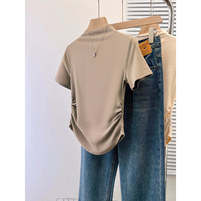 Dame Premium Tætsiddende Kortærmet T-shirt med Elegant Rygdekoration Stilla
