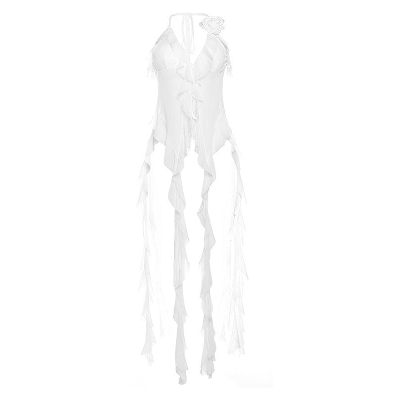 Dame verførende bodystocking med flagrende detaljer og dekorative stropper Stilla