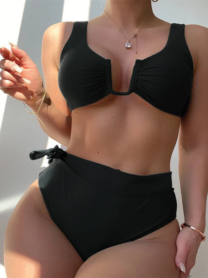 Dame Højskåret Bikini Sæt med justerbar Bindemodel Stilla