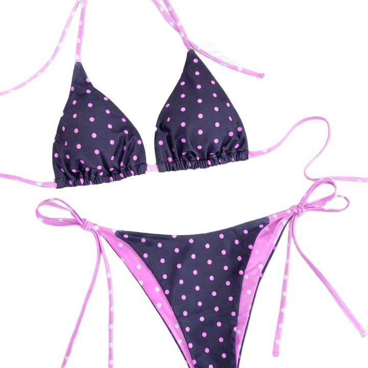 Dame Polka-Dots Bikini med justerbare bindebånd Skovae