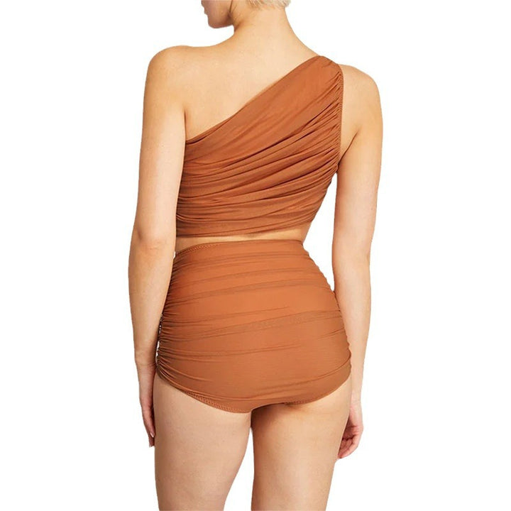 Dame højtaljede bikini med asymmetrisk top og omslagsskirt Skovae