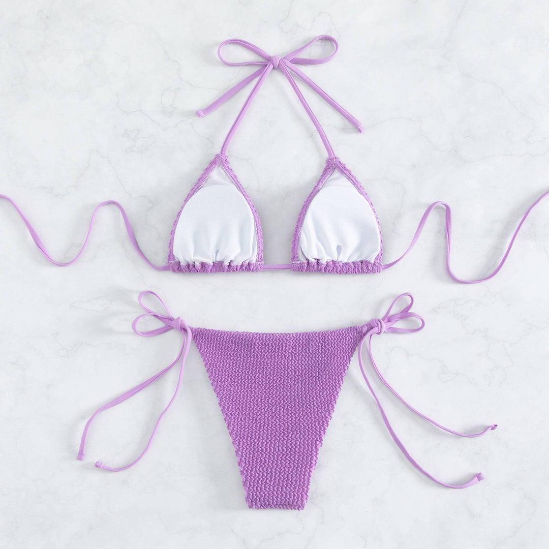 Dame Bikini-sæt med raffinerede bindesnore og struktureret overflade Stilla