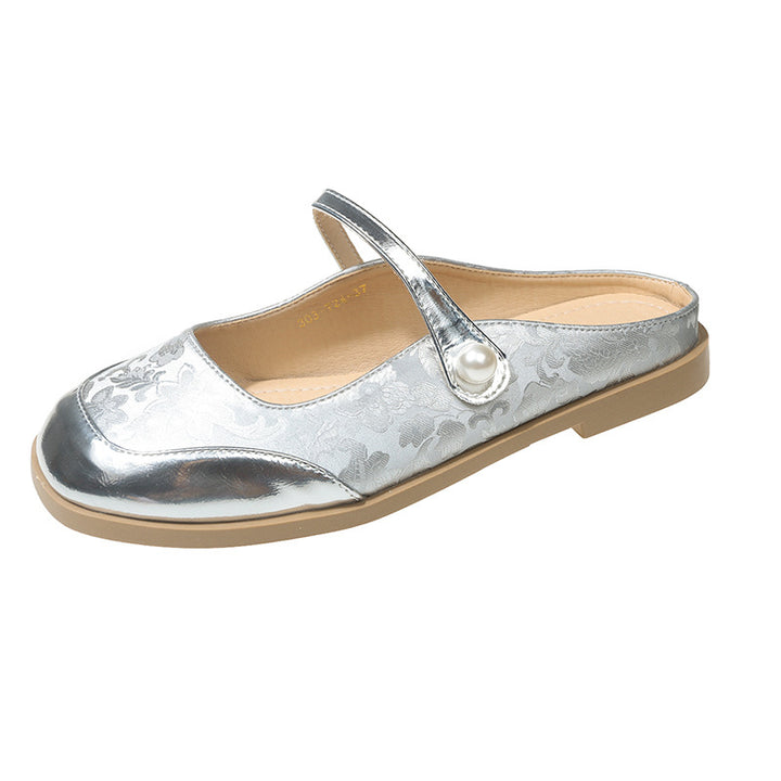 Femme Perlekantede Blomsterslide-Mules Stilla
