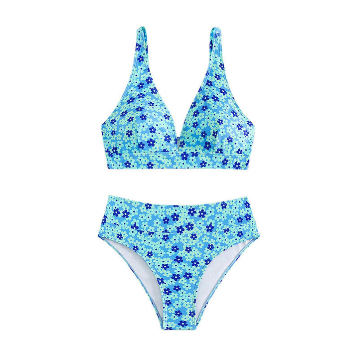 Dame Højt skåret Floral-Bikini med justerbare stropper Skovae