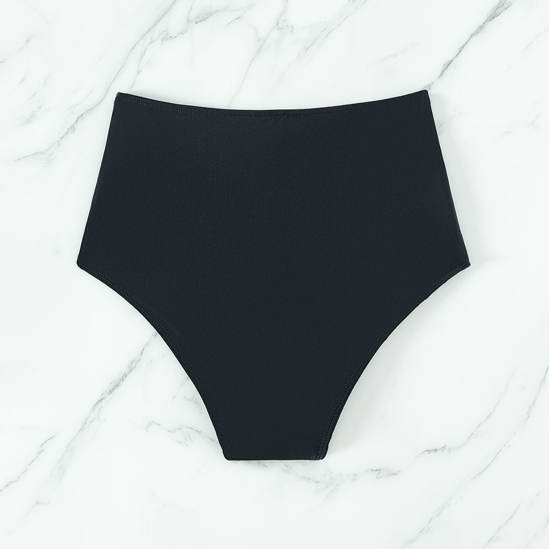 Dame højtaljede bikini-bukser med figurskabende rynkning Skovae
