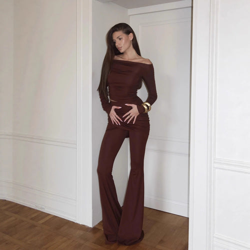 Kvinder Elegant Jumpsuit med Bred Ben og Off-Shoulder Design Stilla