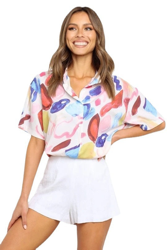 Femme Abstract Print Kortærmet T-shirt Stilla