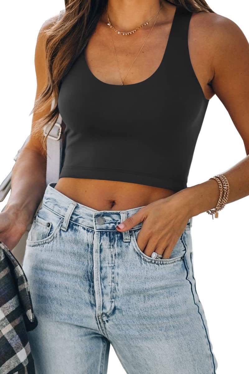 Dame sporty crop-top med brede stropper og tætsiddende snit Stilla