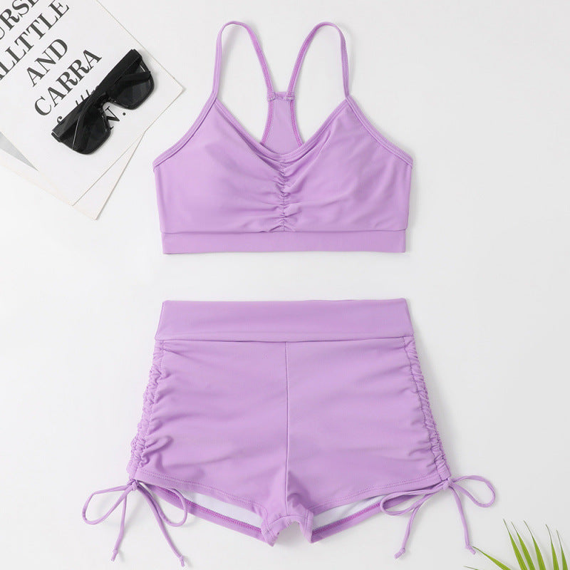 Dame Sporty Bikini sæt med rynket top og behagelige shorts Stilla