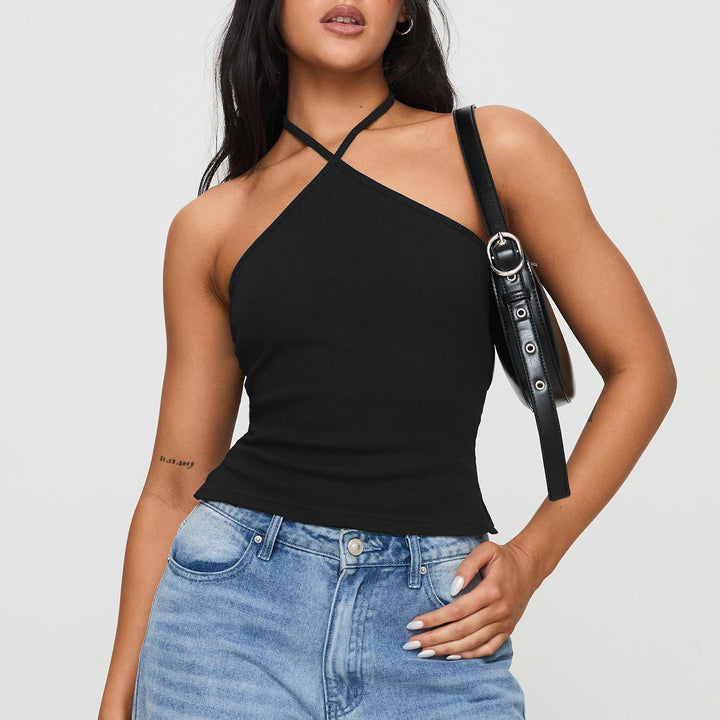 Dame Backless Crop Top med krydsede stropper Stilla