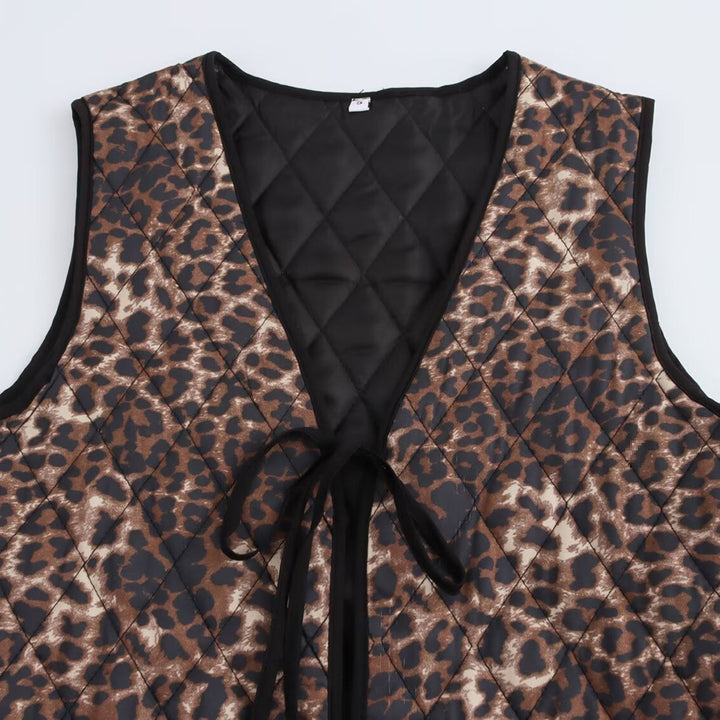 Femme quilted leopard print utility vest Stilla