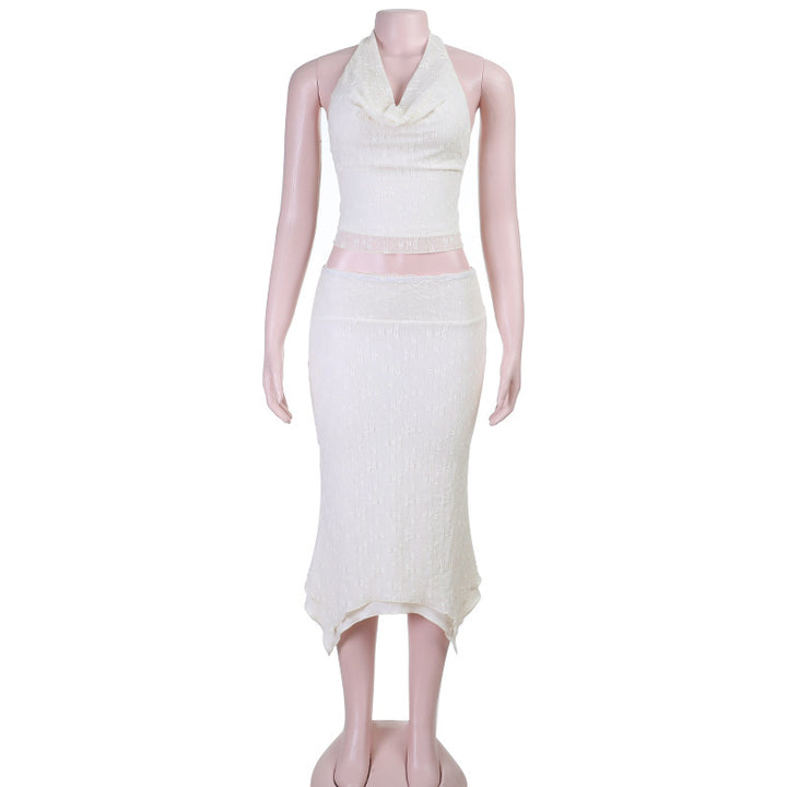 Dame Elegant Halter-Crop-Top med smal Midi-Nederdel Skovae