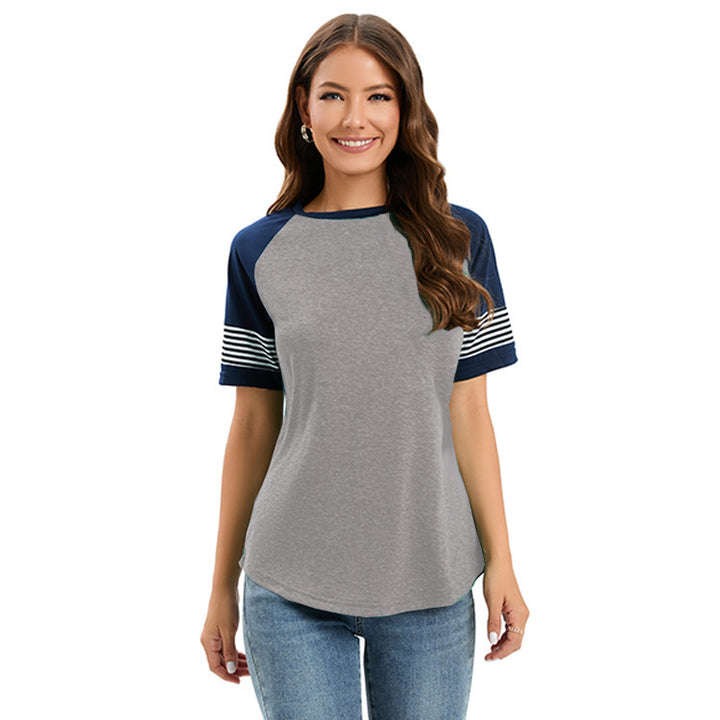 Dame fritids T-shirt med kontrastfarvede ærmer og stribet design Stilla