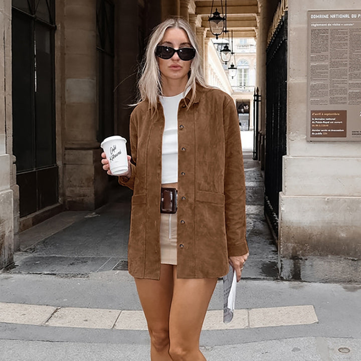 Dame Suede Overshirt i flot Casual-stil Stilla