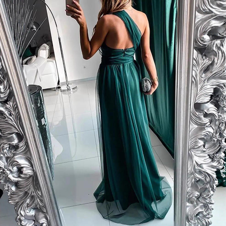 Dame Elegant Aftenkjole med Off-the-Shoulder Skæring og Høj Slid Skovae