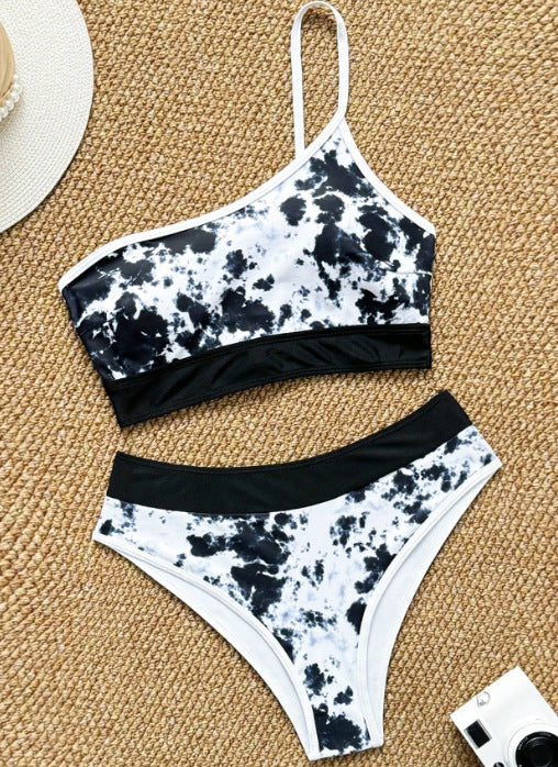 Dame En-sidet Bikini med moderne farve- og mønsterblanding Stilla