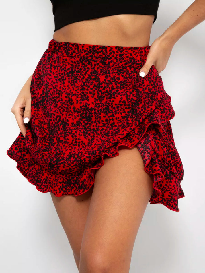 Dame Polka Dot Rüsche Mini nederdel Stilla