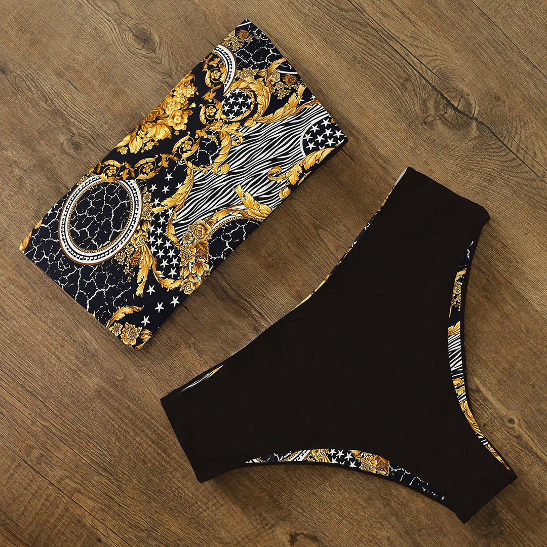 Dame bikini sæt med blomstret design og høj talje Stilla
