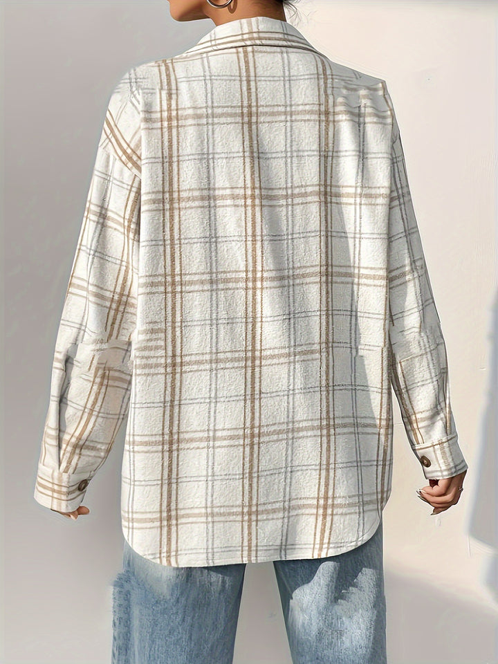 Femme Oversized Plaid Shacket med brystlomme Stilla