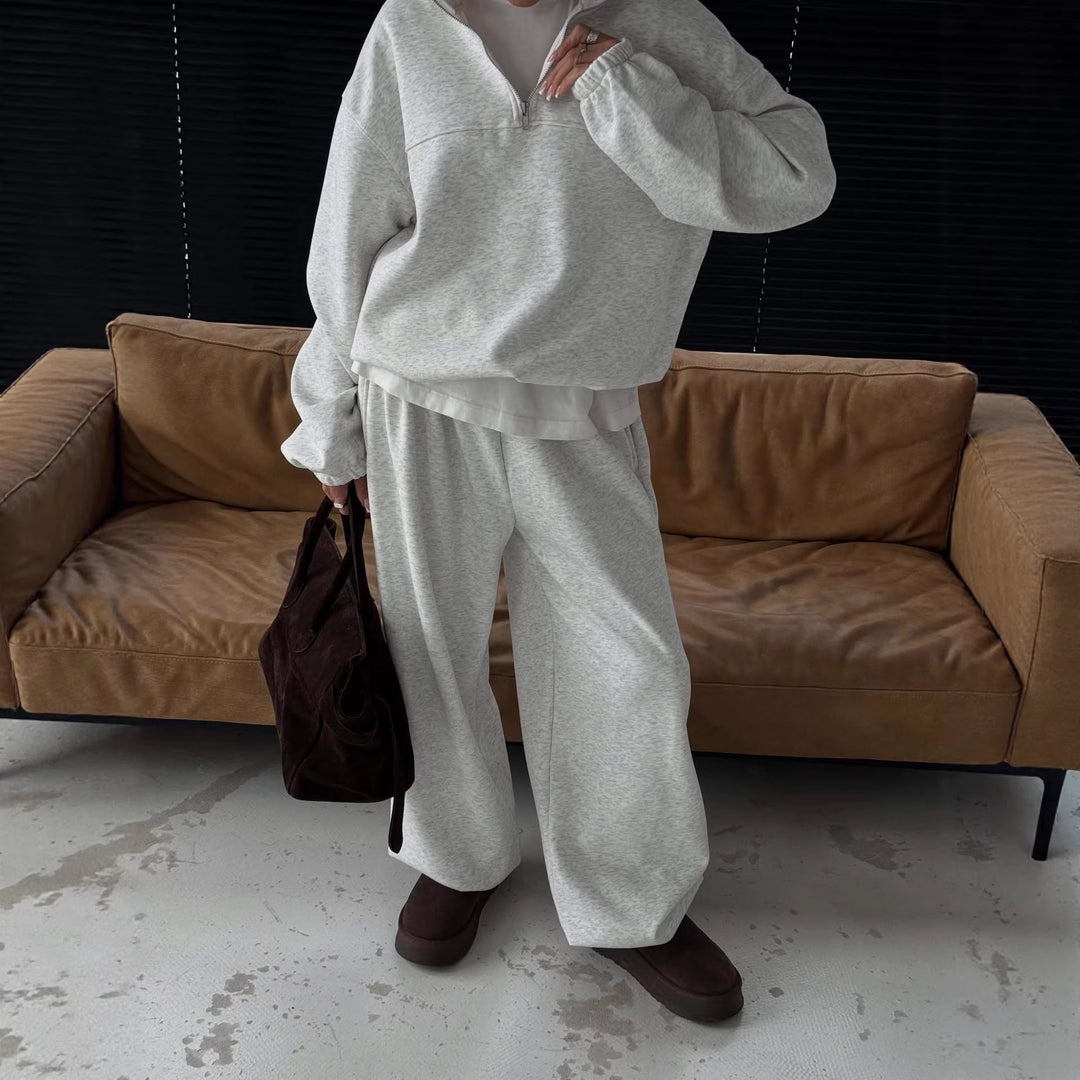 Kvinders afslappede hoodie med halvlukning og brede ben Stilla