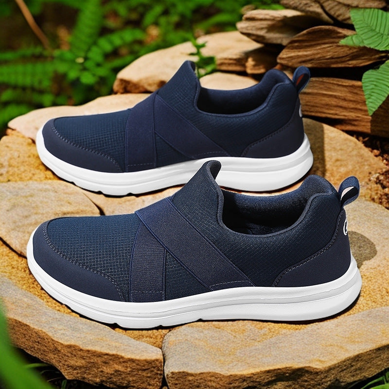 Dame nan elastisk Slip-On Komfort-sneaker med åndbart strikkoverdel, krydsede strækremme og stødabsorberende EVA-sål Skovae