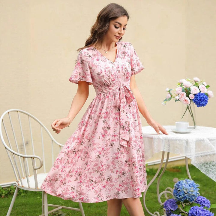 Dame Floral Talje kjole Midi Stilla