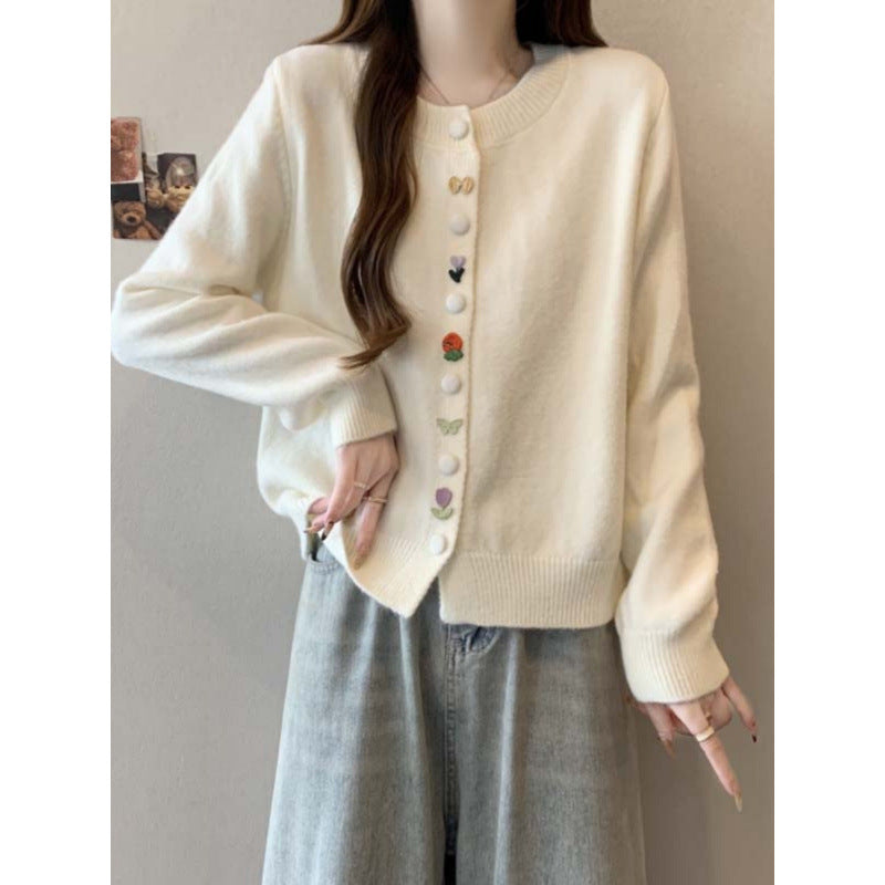 Damer hyggelig cardigan med farverige knapper Stilla