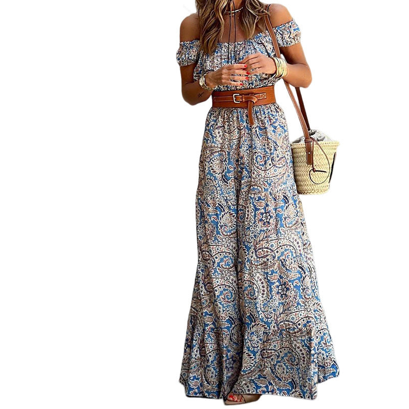 Dame Off-Shoulder Paisley Maxi Kjole Stilla