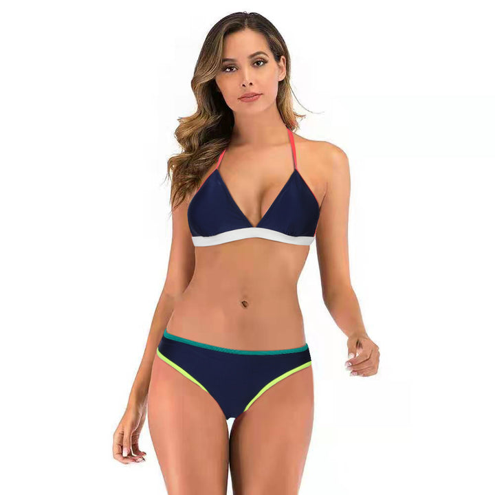 Dame Triangel-Bikini med justerbare stropper og moderne kontrastdetalje Stilla