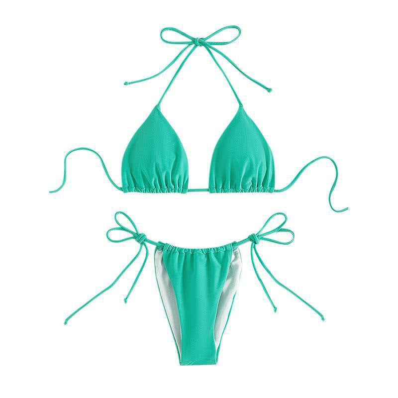 Dame Triangel-Bikini med justerbare bindebånd og sømløst design Skovae