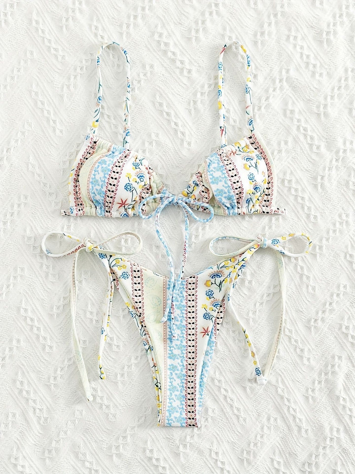 Dame triangel-bikini med legende design og justerbare stropper Skovae