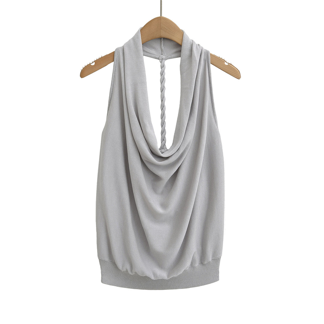 Dame ærmeløs drape-top med elegant rygudskæring og afslappet bånd Stilla