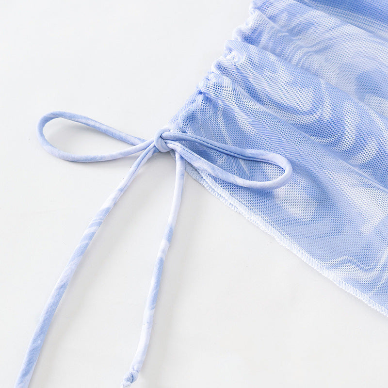 Dame Crop-Bikini-Sæt med legende marmor-design Skovae