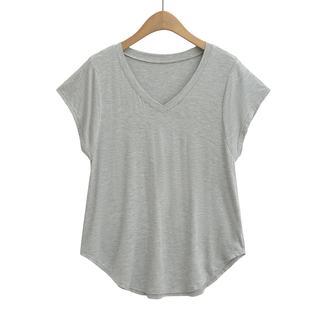 Damer V-hals Casual T-shirt med afslappet pasform og elastisk materiale Stilla