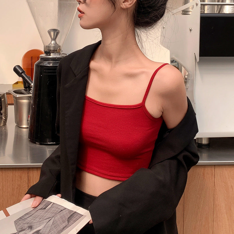 Dame Crop-Top i elastisk ribmateriale med fint struktureret overflade Stilla