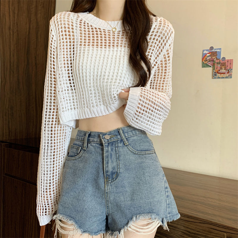 Kvindernes mesh sweater med trendy crop design Stilla