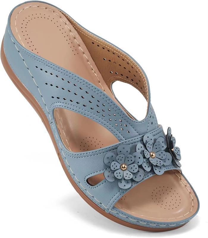 Dame Sandaler med elegante blomsterapplikationer og åndbart design Stilla