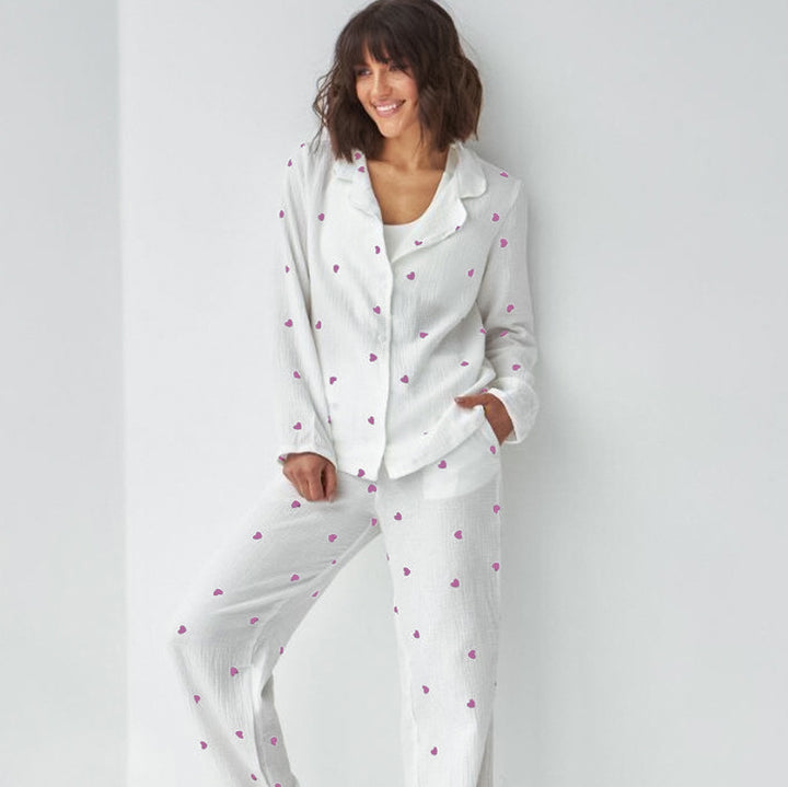 Dame høj kvalitets pyjamas sæt med fortryllende hjerte design Stilla