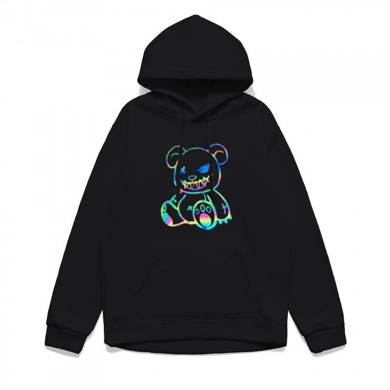 Dame hoodie sweatshirt med sejt bjørnemotiv og komfortabel pasform Skovae
