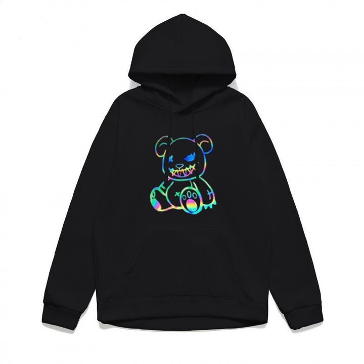 Dame hoodie sweatshirt med sejt bjørnemotiv og komfortabel pasform Skovae