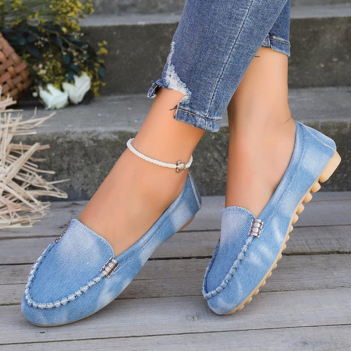 Dame mokasiner med mode denim-look og elegante detaljer Stilla