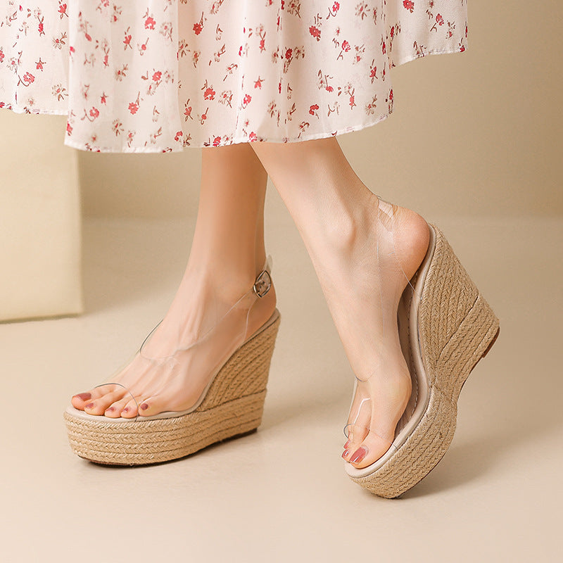 Femme Open-Toe Wedge Sandaler med Slingback-Design Stilla