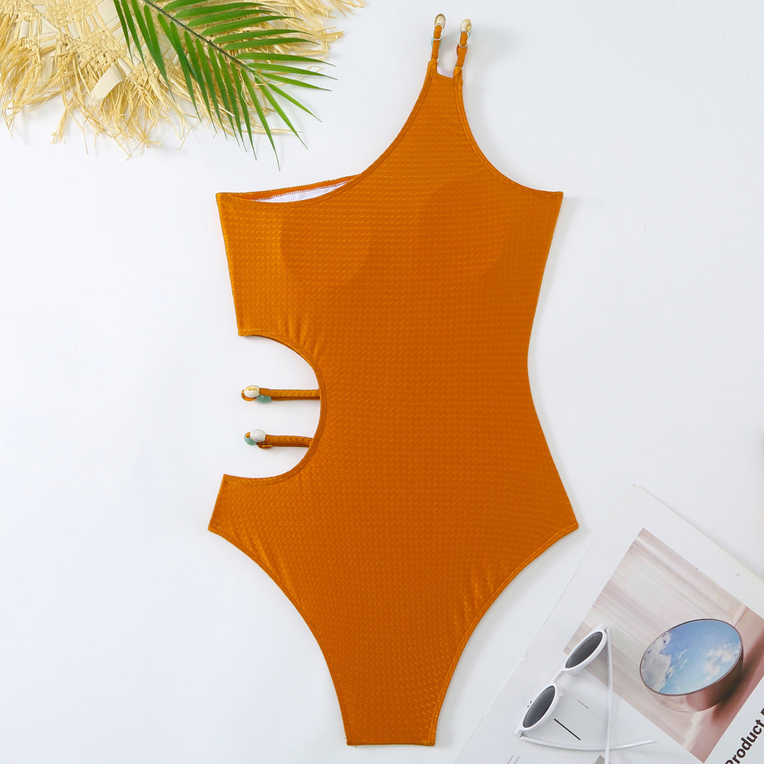 Dame Badetøj i sæt med trendy One-Shoulder Badedragt og casual Wickelskjørt Stilla