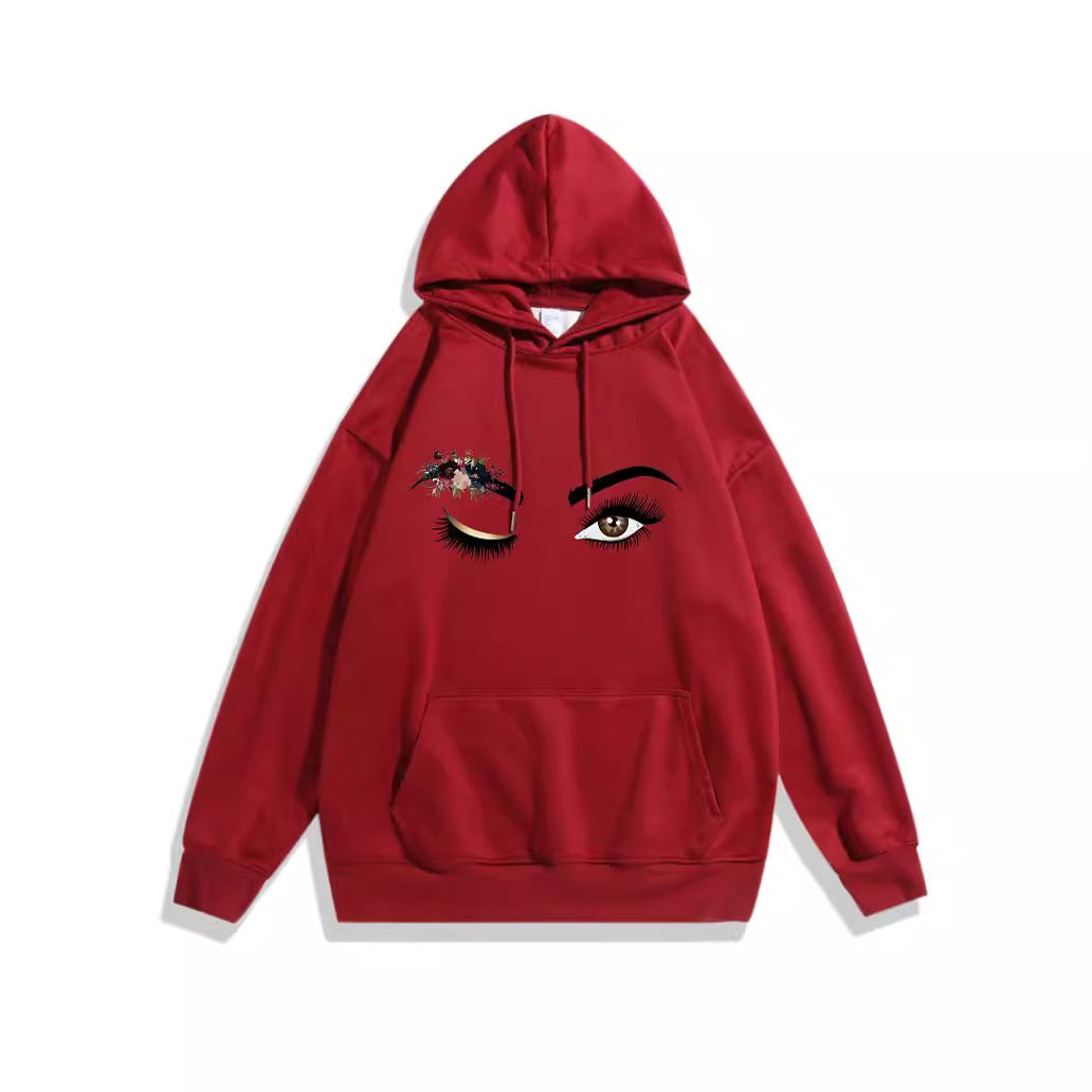 Dame Hoodie med Kreativt Øje Motiv Skovae