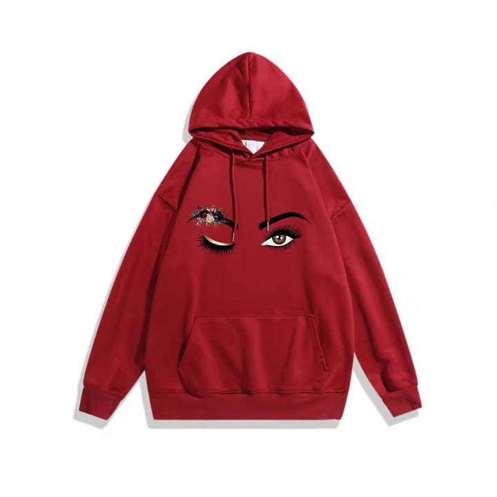 Dame Hoodie med Kreativt Øje Motiv Skovae