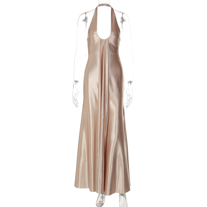 Dame Maxi Kjole med elegant Halterneck-detaljering og flydende snit Skovae