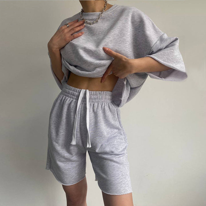 Kvinders casual sæt med kortærmet top og shorts Skovae